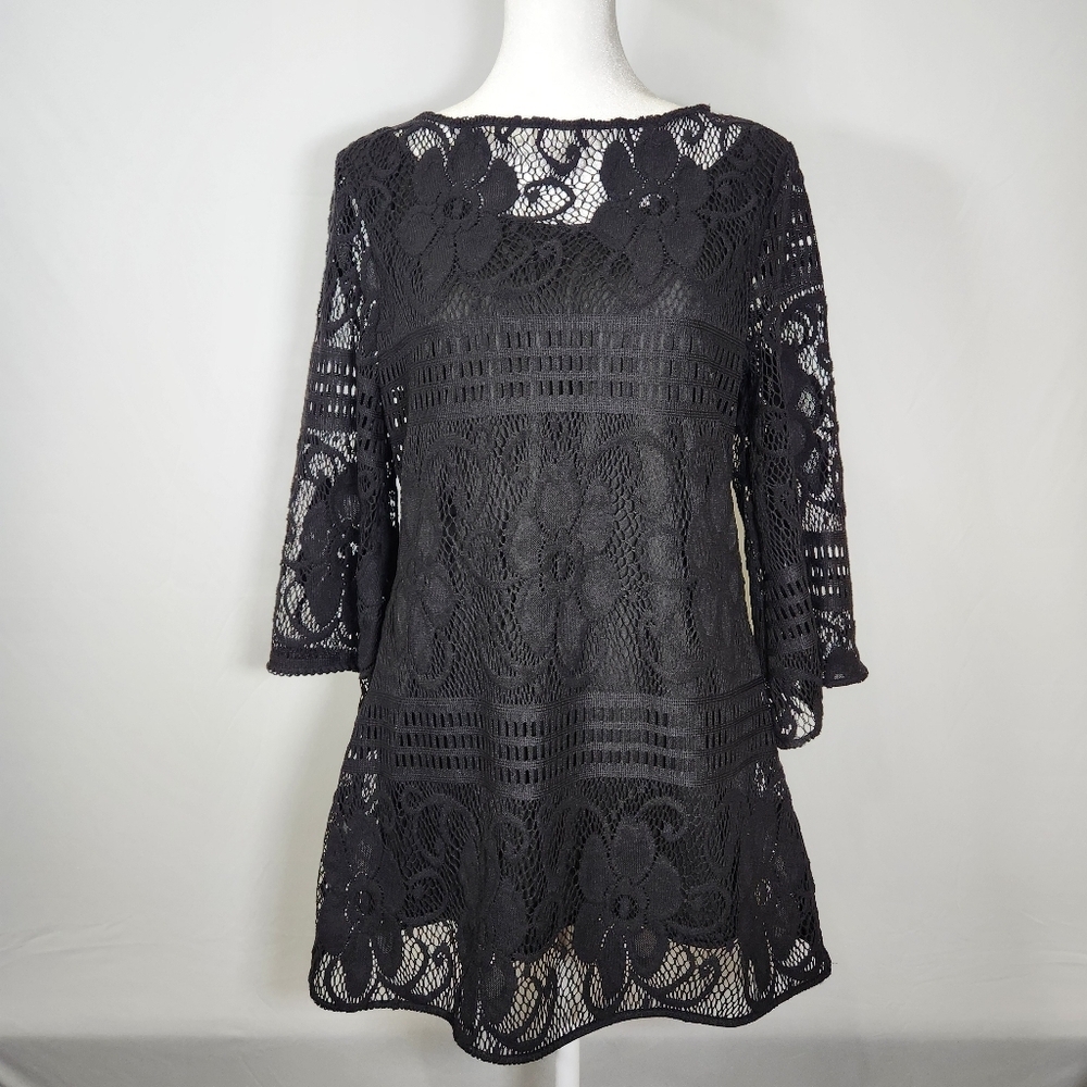 Peck & Peck Black Lace Tunic